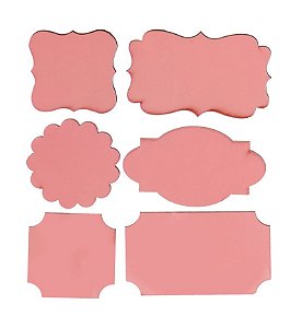 Lousa para Personalizar Adesiva Rosa - 06 unidades - Cromus - Rizzo Festas