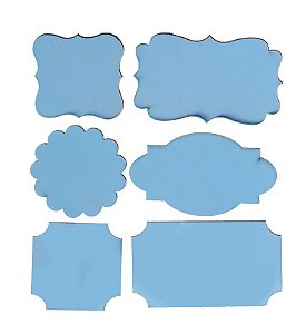 Lousa para Personalizar Adesiva Azul - 06 unidades - Cromus - Rizzo Festas