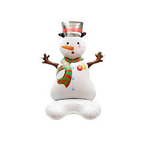 Balão de Festa Microfoil Metalizado 43" 110cm - Boneco De Neve - 1 unidade - Rizzo