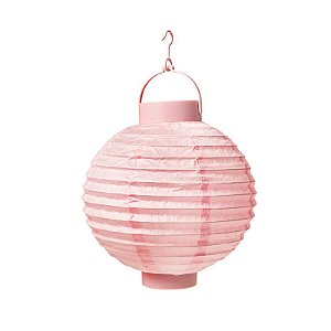 Lanterna de Papel Luminosa com Apoio Rosa 20cm - 01 unidade - Cromus - Rizzo Festas