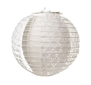 Lanterna de Papel Rendado Branco 25cm - 01 unidade - Cromus - Rizzo Festas