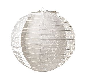 Lanterna de Papel Rendado Branco 35cm - 01 unidade - Cromus - Rizzo Festas
