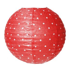 Lanterna de Papel Poá Vermelho 25cm - 01 unidade - Cromus - Rizzo Festas