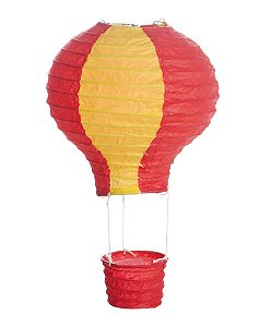 Lanterna de Papel Balão Amarelo e Vermelho M 25x25cm - 01 unidade - Cromus - Rizzo Festas
