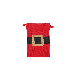 Saco De Juta Decorado - Cinto Noel - 15x10cm - 1 unidade - Cromus - Rizzo
