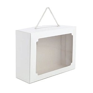 Cesta na Caixa com Visor e Alça Lisa Branca - 27x19,5x9cm - 1 unidade - Cromus - Rizzo