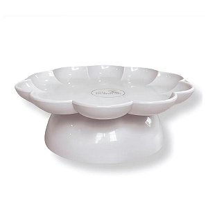 Bandeja Flower Com Pé - 205mm - Off White - 1 unidade - Só Boleiras - Rizzo