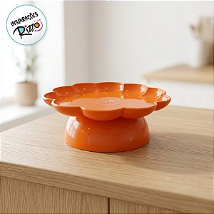 Bandeja Flower Com Pé - 205mm - Laranja - 1 unidade - Só Boleiras - Rizzo