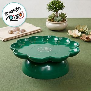 Bandeja Flower Com Pé - 180mm - Verde Folha - 1 unidade - Só Boleiras - Rizzo