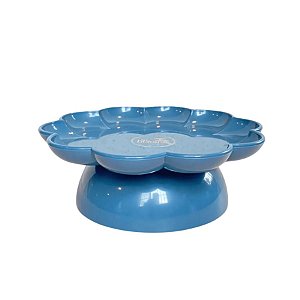 Bandeja Flower Com Pé - 180mm - Azul Gris - 1 unidade - Só Boleiras - Rizzo