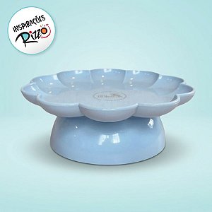 Bandeja Flower Com Pé - 180mm - Azul Claro Candy - 1 unidade - Só Boleiras - Rizzo