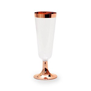 Taça de Champagne com Borda Bronze 170ml - 06 unidades - Descartáveis de Luxo - Cromus - Rizzo Festas