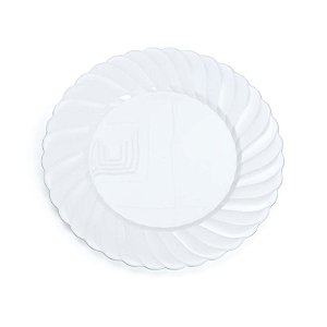 Prato Branco com Borda Fio Prata G 26cm - 06 unidades - Descartáveis de Luxo - Cromus - Rizzo Festas