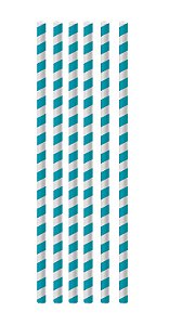 Canudo de Papel Listras Azul - 20 unidades - Cromus - Rizzo Festas