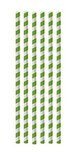 Canudo de Papel Listras Verde - 20 unidades - Cromus - Rizzo Festas