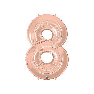 Balão de Festa Microfoil 42" 107cm - Número Oito Rose Gold - 1 unidade - Qualatex - Rizzo
