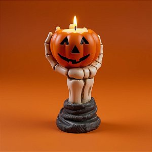 Enfeite de Halloween - Castiçal Abobora - 12cm - 1 unidade - Cromus - Rizzo