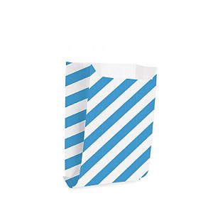 Saquinho de Papel para Mini Lanche - Listras Azul - 50 unidades - Cromus - Rizzo Festas
