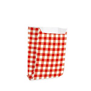 Saquinho de Papel para Mini Lanche - Xadrez Vermelho - 50 unidades - Cromus - Rizzo Festas