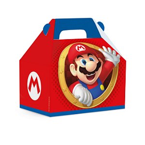Caixa Maleta Kids Festa Mario - Vermelha - 10 unidades - Cromus - Rizzo Festas