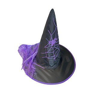 Chapéu de Bruxa com Cabelo - Roxo - 1 unidade - Rizzo