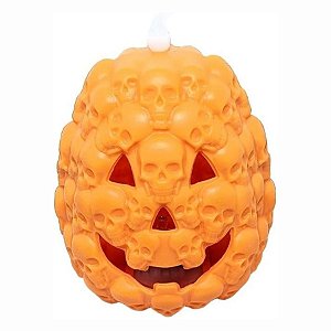 Enfeite Decorativo com Led Halloween - Abóbora Caveira - 12cm - 1 unidade - Rizzo