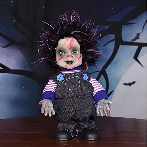 Enfeite Decorativo Halloween Com Som, Luz e Movimento - Boneca Zumbi - 29cm - 1 unidade - Rizzo