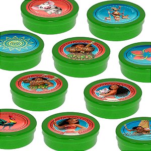 Latinha Lembrancinha Verde Escuro - Festa Moana - 8 cm - 20 unidades - Rizzo