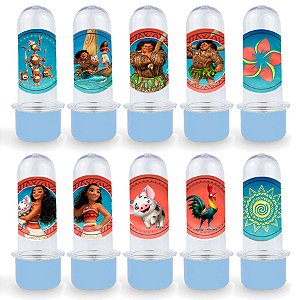 Mini Tubete Lembrancinha Azul Claro - Festa Moana - 8cm - 20 unidades - Rizzo