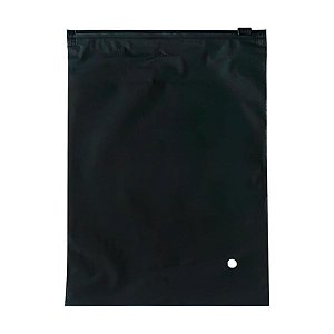 Saco Trilho Zip Preto Fosco Com Furo - 35x45cm - 50 unidades - Rizzo