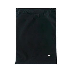 Saco Ziper Preto Com Furo - Preto Fosco - 30x40cm - 50 unidades - Rizzo