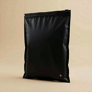 Saco Trilho Zip Preto Fosco com Furo - Trilho Preto - 20x30cm - 50 unidades - Rizzo