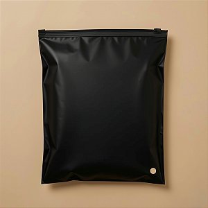 Saco Trilho Zip Preto Fosco com Furo - Trilho Preto - 15x20cm - 50 unidades - Rizzo