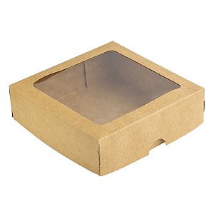 Caixa 9 Doces com Visor S3 (14cm x 14cm x 4cm) Kraft 10 unidades Assk Rizzo Embalagens