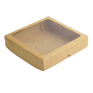 Caixa 25 Doces com Visor S8 (19cm x 19cm x 4cm) Kraft 10 unidades Assk Rizzo Embalagens