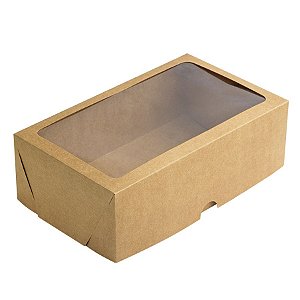 Caixa com Visor S17 (25cm x 15cm x 8cm) Kraft 10 unidades Assk Rizzo Embalagens