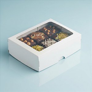 Caixa com Visor S18 (11,5cm x 15,5cm x 3,5cm) Branca - 10 unidades - Assk - Rizzo
