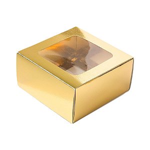 Caixa Gaveta com Visor Nº1 (8cm x 8cm x 4cm) Dourada 10 unidades Assk Rizzo Embalagens