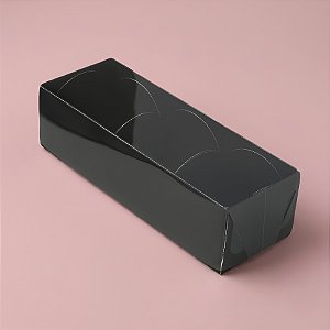 Caixa 3 Doces com Tampa Transparente Nº 3 (12cm x 4,5cm x 3,5cm) Preta 10 unidades Assk Rizzo Embalagens