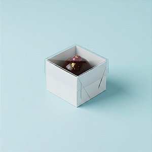 Caixa 1 Doce com Tampa Transparente Nº 10 (4,5cm x 4,5cm x 3,5cm) Branca - 10 unidades - Assk - Rizzo