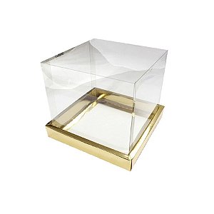 Caixa para Panetone 250g (12cm x 12cm x 12cm) Dourada 05 unidades Assk Rizzo Embalagens