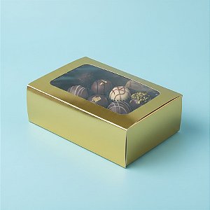 Caixa Gaveta com Visor Nº2 (8cm x 12cm x 4cm) Dourada - 10 unidades - Assk - Rizzo