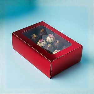 Caixa Gaveta com Visor Nº2 (8cm x 12cm x 4cm) Vermelha - 10 unidades - Assk - Rizzo