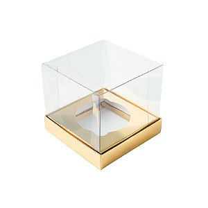 Caixa Mini Bolo G (8cm x 8cm x 8cm) Dourada 10 unidades Assk Rizzo Embalagens
