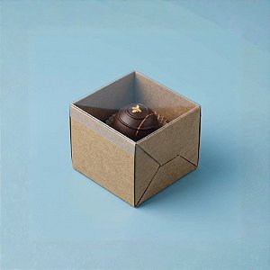 Caixa 1 Doce com Tampa Transparente Nº 10 (4,5cm x 4,5cm x 3,5cm) Kraft - 10 unidades - Assk - Rizzo