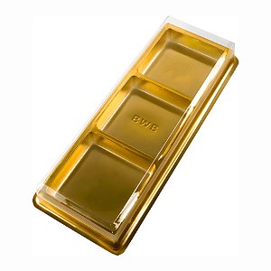 Caixa para 3 Pães de Mel - Dourado - 24x9,5cm - Cód. 14330 - 10 unidades - BWB - Rizzo