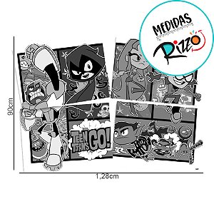 Kit Decorativo -  Jovens Titãns em Ação 4 partes - 1 unidade - FestColor - Rizzo