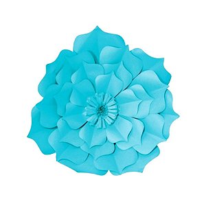 Flor de Papel Decoração Festa - Flor do Campo 27cm PP Azul Turquesa - Decora Doces - Rizzo Festas