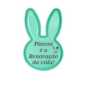 Bandeja Coelho com Frase de Páscoa - Verde Claro - 25x15cm - 1 unidade - Rizzo