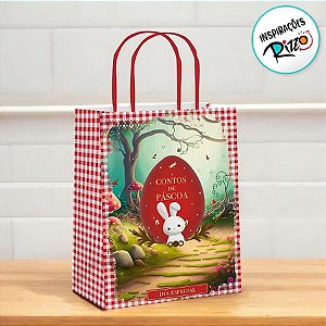 Sacola De Papel De Páscoa - Contos De Páscoa Vermelho - 10 unidades - Cromus - Rizzo